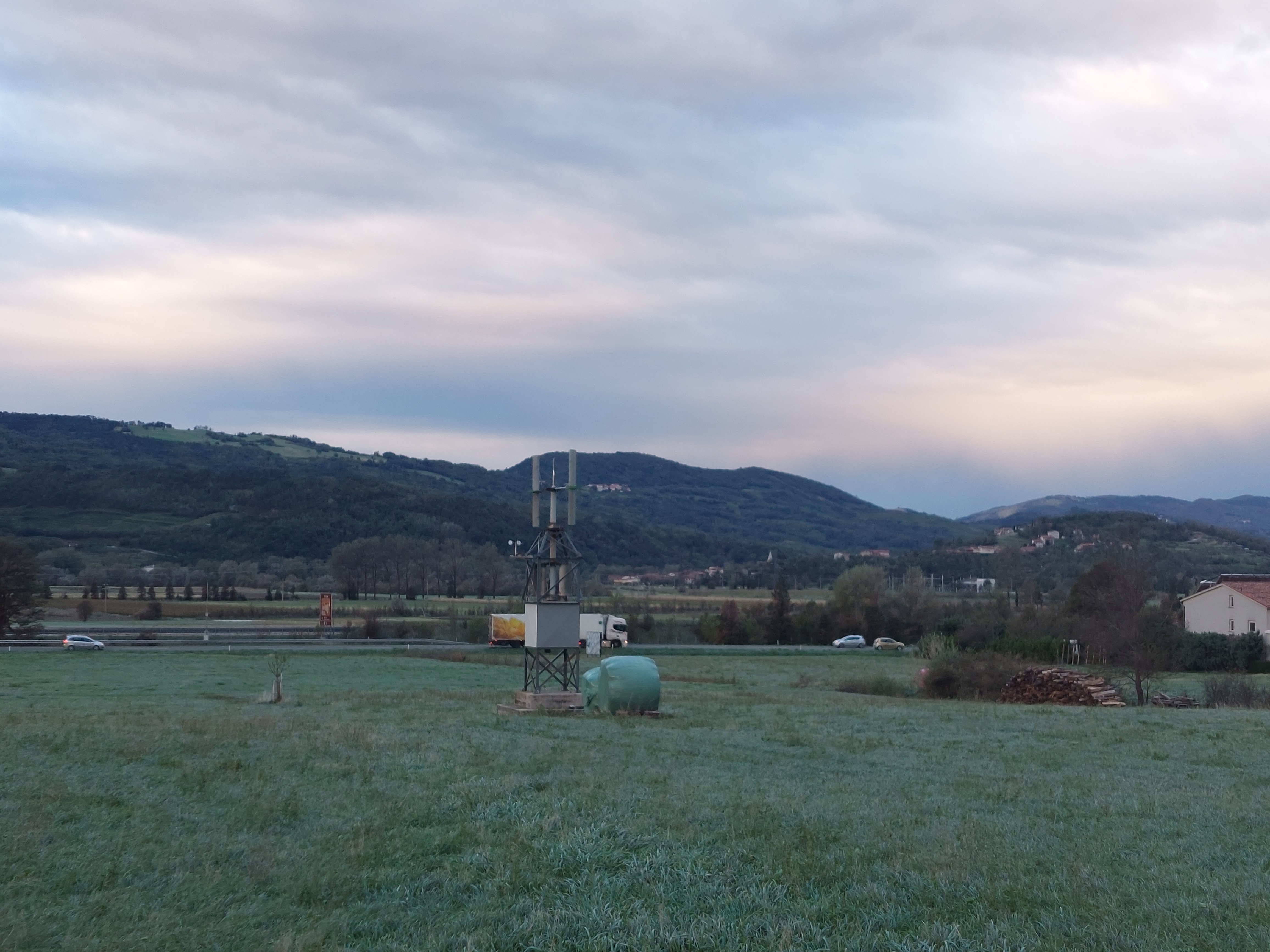 Wind turbine on a field